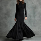 Christina - Women's Mock Neck Long Sleeve Mermaid Maxi Dress 1