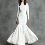 Christina - Women's Mock Neck Long Sleeve Mermaid Maxi Dress 2