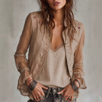 Claire - Women's Sheer Embroidered Lace Cardigan 1