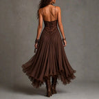 Claribel - Women's Lace Corset Full-Skirt Flowing Maxi Dress 2