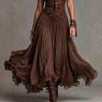 Claribel - Women's Lace Corset Full-Skirt Flowing Maxi Dress 5