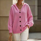 Claudette - Women's Oversized Button-Front Hooded Cardigan 1