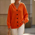 Claudette - Women's Oversized Button-Front Hooded Cardigan 2