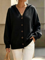 Claudette - Women's Oversized Button-Front Hooded Cardigan 4