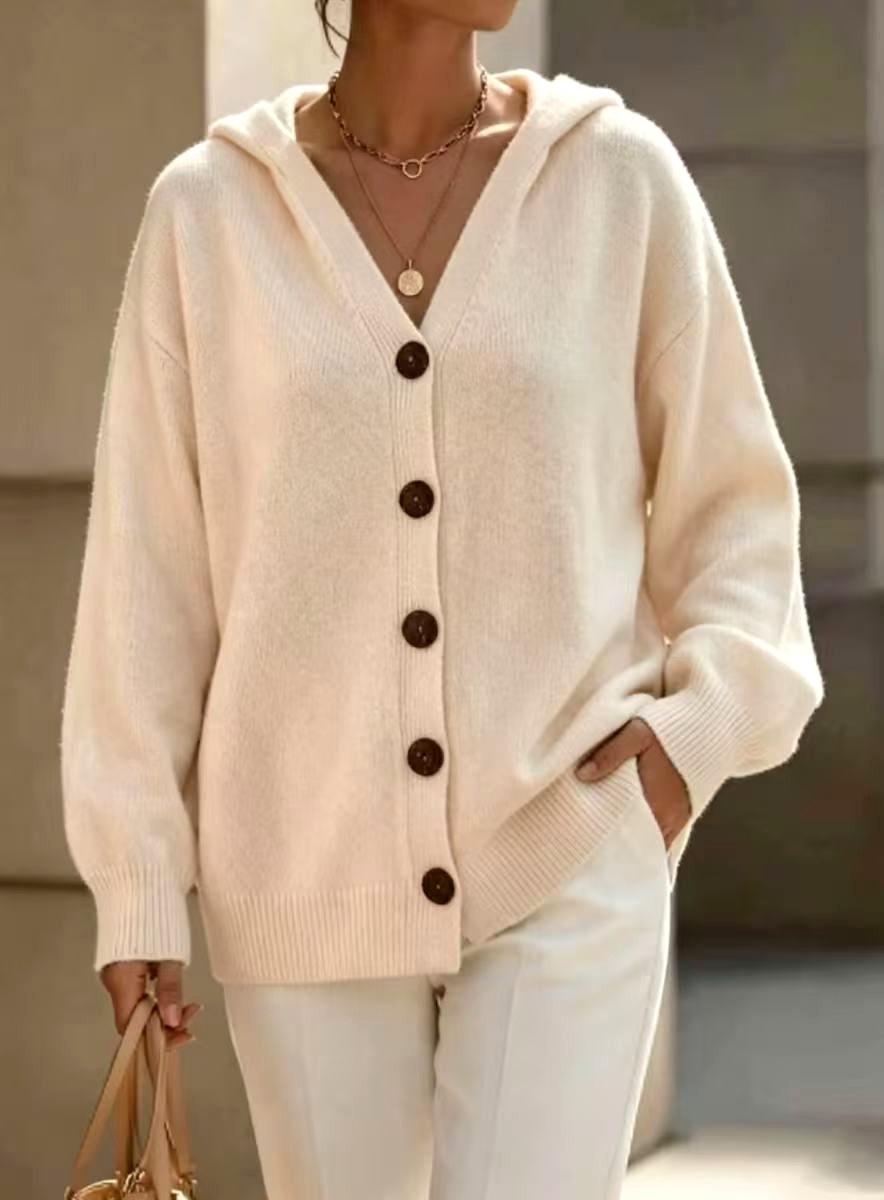 Claudette - Women's Oversized Button-Front Hooded Cardigan 5