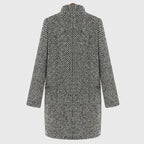 Claudia - Women's Herringbone Double-Breasted Long Coat
