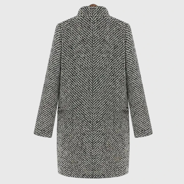 Claudia - Women's Herringbone Double-Breasted Long Coat
