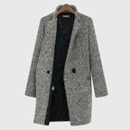 Claudia - Women's Herringbone Double-Breasted Long Coat