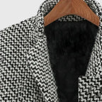 Claudia - Women's Herringbone Double-Breasted Long Coat