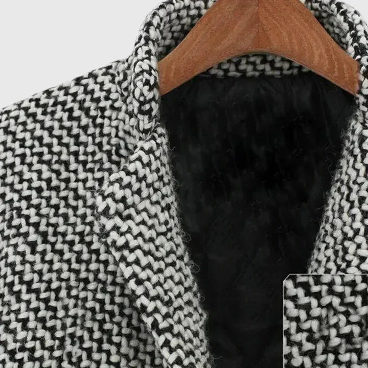 Claudia - Women's Herringbone Double-Breasted Long Coat