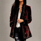 Clotilde - Women's Burgundy Velvet Embroidered Jacket 1