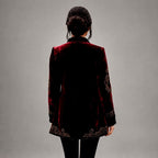 Clotilde - Women's Burgundy Velvet Embroidered Jacket 2