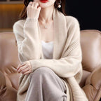 Clover - Women’s Wool Ribbed Panel Open Cardigan 8