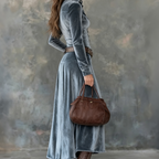 Cordelia - Women's Velvet Button-Front A-Line Maxi Dress