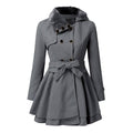 Cordelia - Women’s Double-Breasted Belted Flared Coat 1
