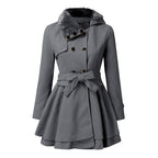 Cordelia - Women’s Double-Breasted Belted Flared Coat 1