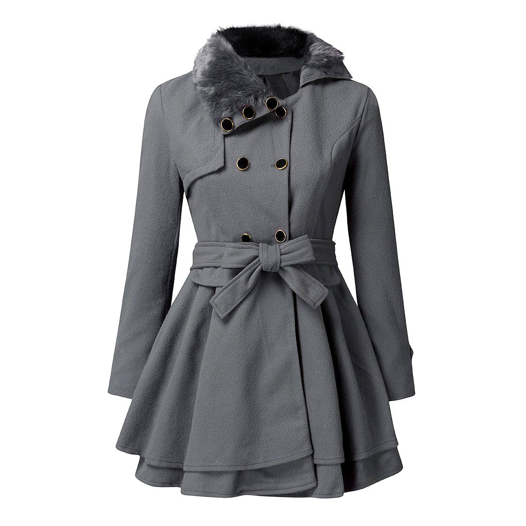 Cordelia - Women’s Double-Breasted Belted Flared Coat 1