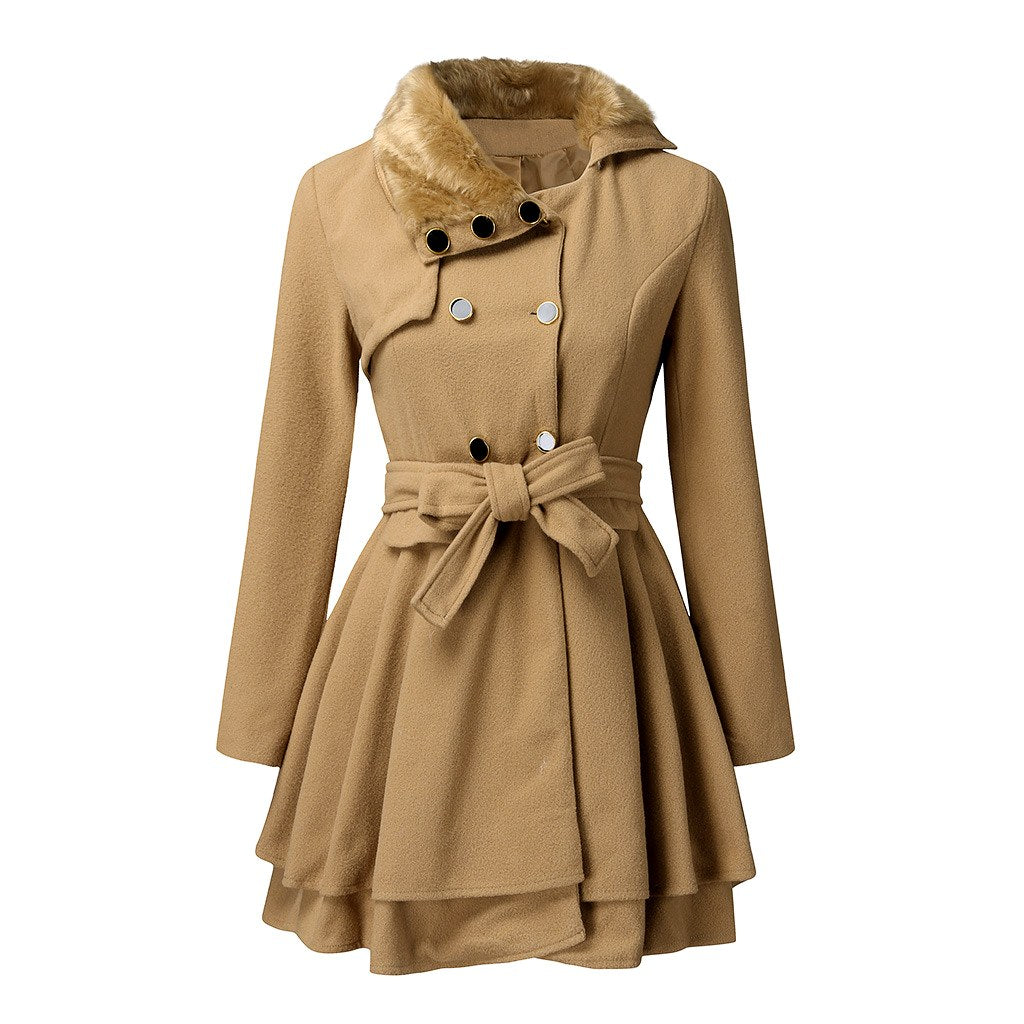 Cordelia - Women’s Double-Breasted Belted Flared Coat 2