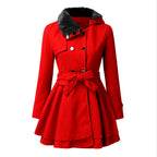 Cordelia - Women’s Double-Breasted Belted Flared Coat 4