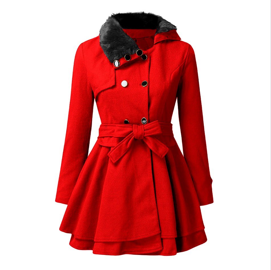 Cordelia - Women’s Double-Breasted Belted Flared Coat 4