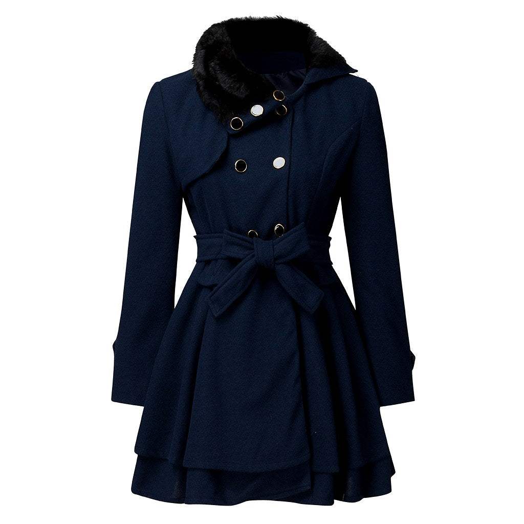 Cordelia - Women’s Double-Breasted Belted Flared Coat 5