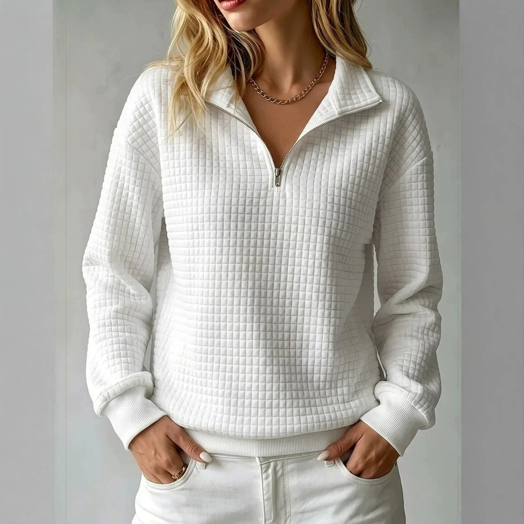 Corinne - Women's Textured Quarter-Zip Sweatshirt 1