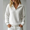 Corinne - Women's Textured Quarter-Zip Sweatshirt 1