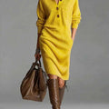 Cornelia - Women's Ribbed Knit Long Sleeve Midi Dress