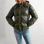 Courtney - Women's Glossy Hooded Zip-Up Puffer Winter Jacket 1