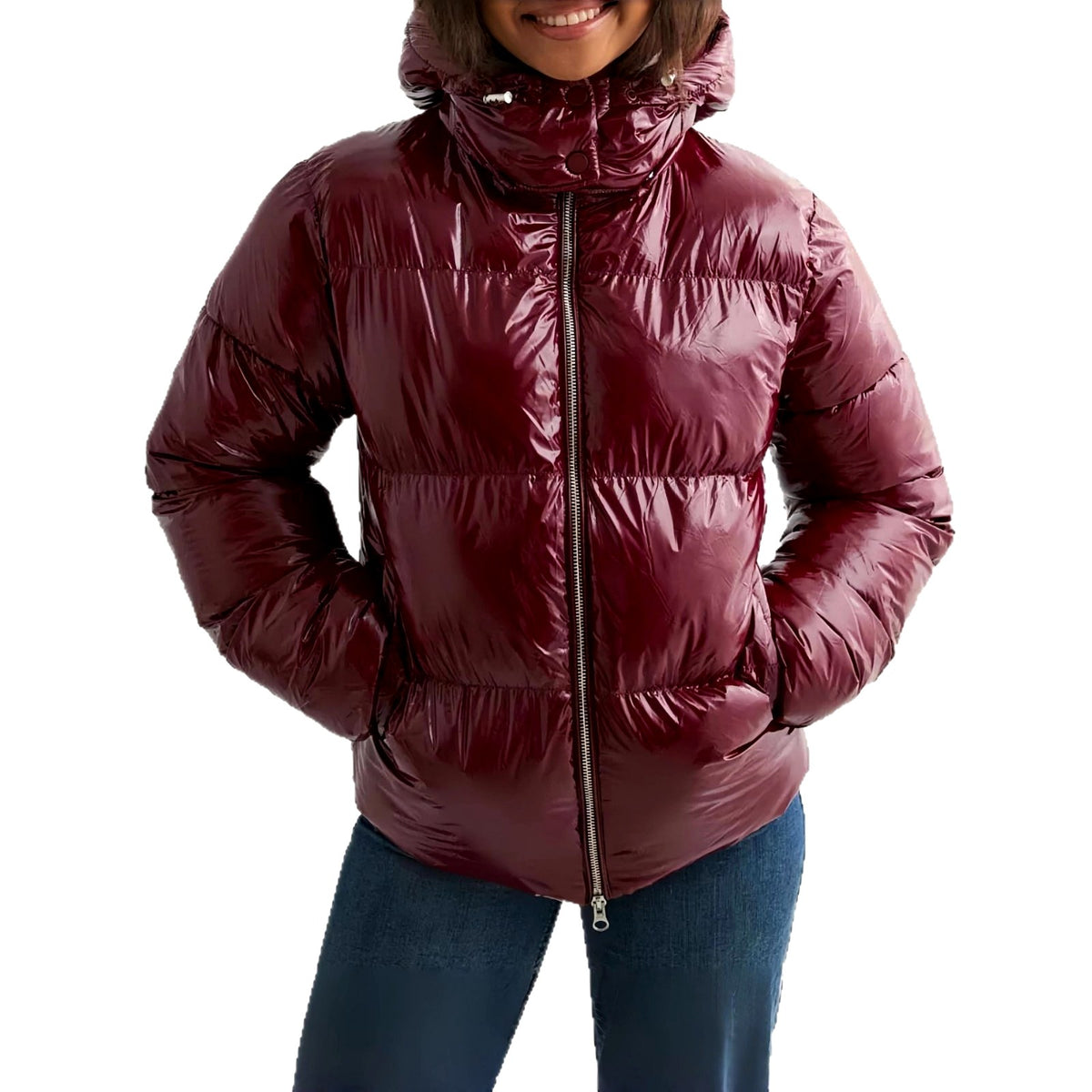 Courtney - Women's Glossy Hooded Zip-Up Puffer Winter Jacket 2