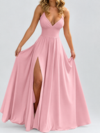 Dahlia - Women's V-Neck High Slit Wedding Guest Dress 2