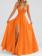 Dahlia - Women's V-Neck High Slit Wedding Guest Dress 3