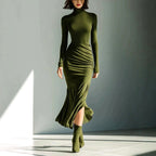 Damaris - Women's Turtleneck Long Sleeve Bodycon Dress 1