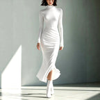 Damaris - Women's Turtleneck Long Sleeve Bodycon Dress 2