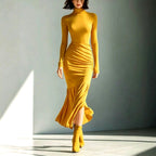 Damaris - Women's Turtleneck Long Sleeve Bodycon Dress 4