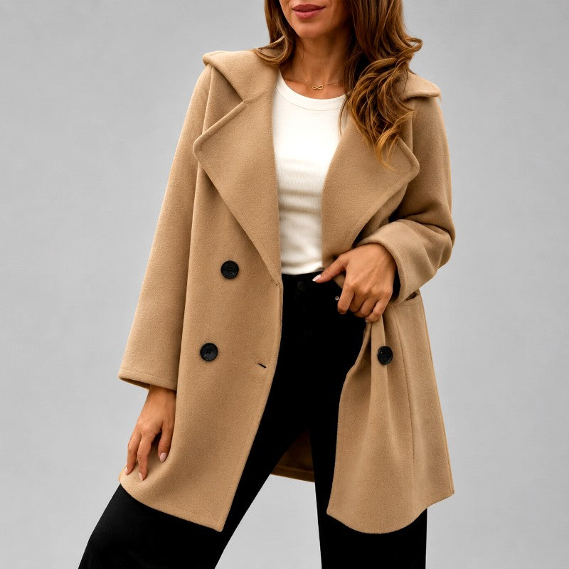 Daphne - Women's Double-Breasted Wide-Lapel Coat 1