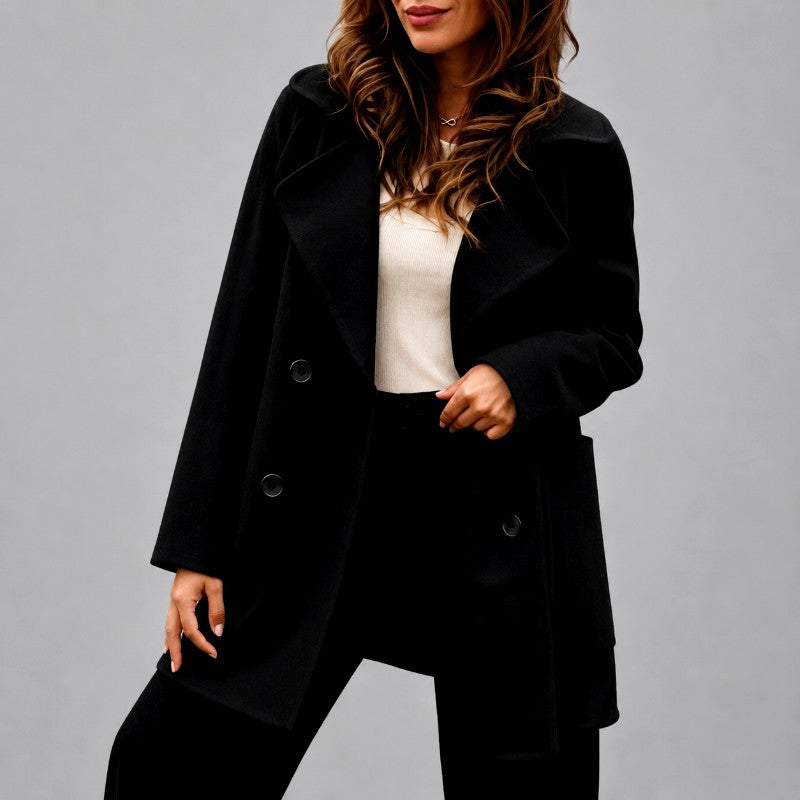 Daphne - Women's Double-Breasted Wide-Lapel Coat 3