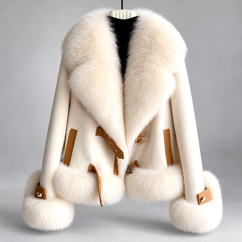 Deirdre - Women’s Faux Suede Shearling Style Cropped Jacket 1