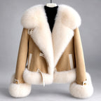 Deirdre - Women’s Faux Suede Shearling Style Cropped Jacket 3