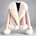 Deirdre - Women’s Faux Suede Shearling Style Cropped Jacket 4