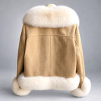Deirdre - Women’s Faux Suede Shearling Style Cropped Jacket 5