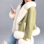 Deirdre - Women’s Faux Suede Shearling Style Cropped Jacket 7