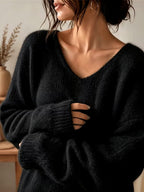 Delaney - Women’s Oversized V-Neck Pullover Sweater 3