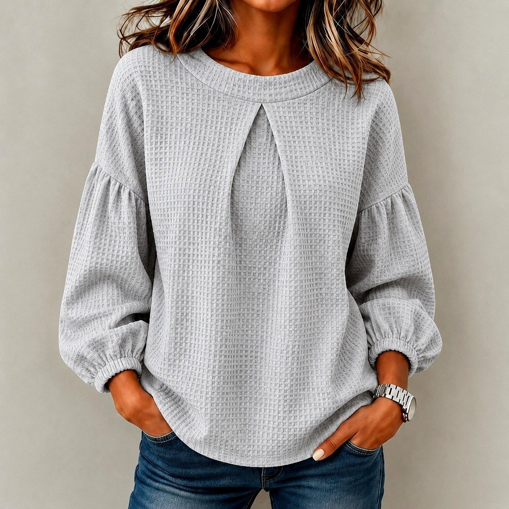 Delaney – Women's Textured Puff Sleeve Knit Blouse 2