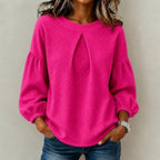Delaney – Women's Textured Puff Sleeve Knit Blouse 4
