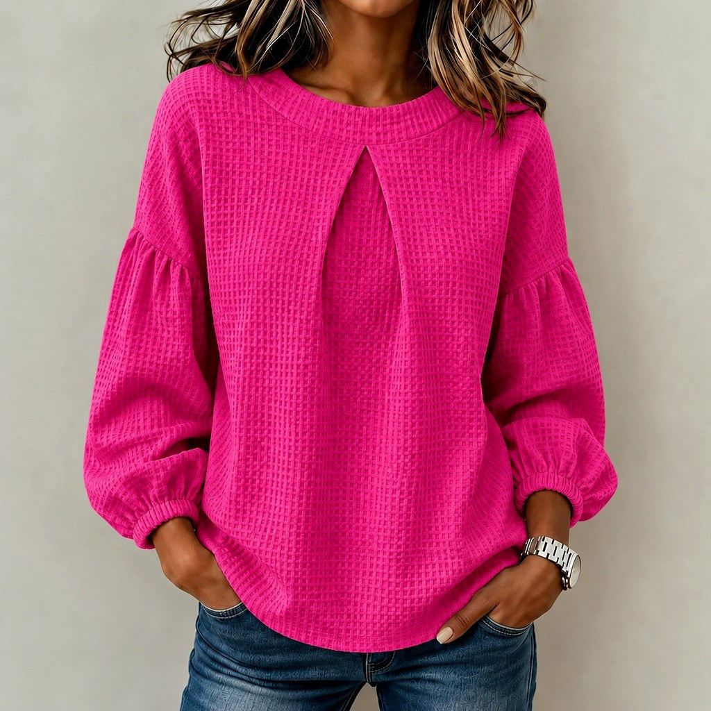 Delaney – Women's Textured Puff Sleeve Knit Blouse 4