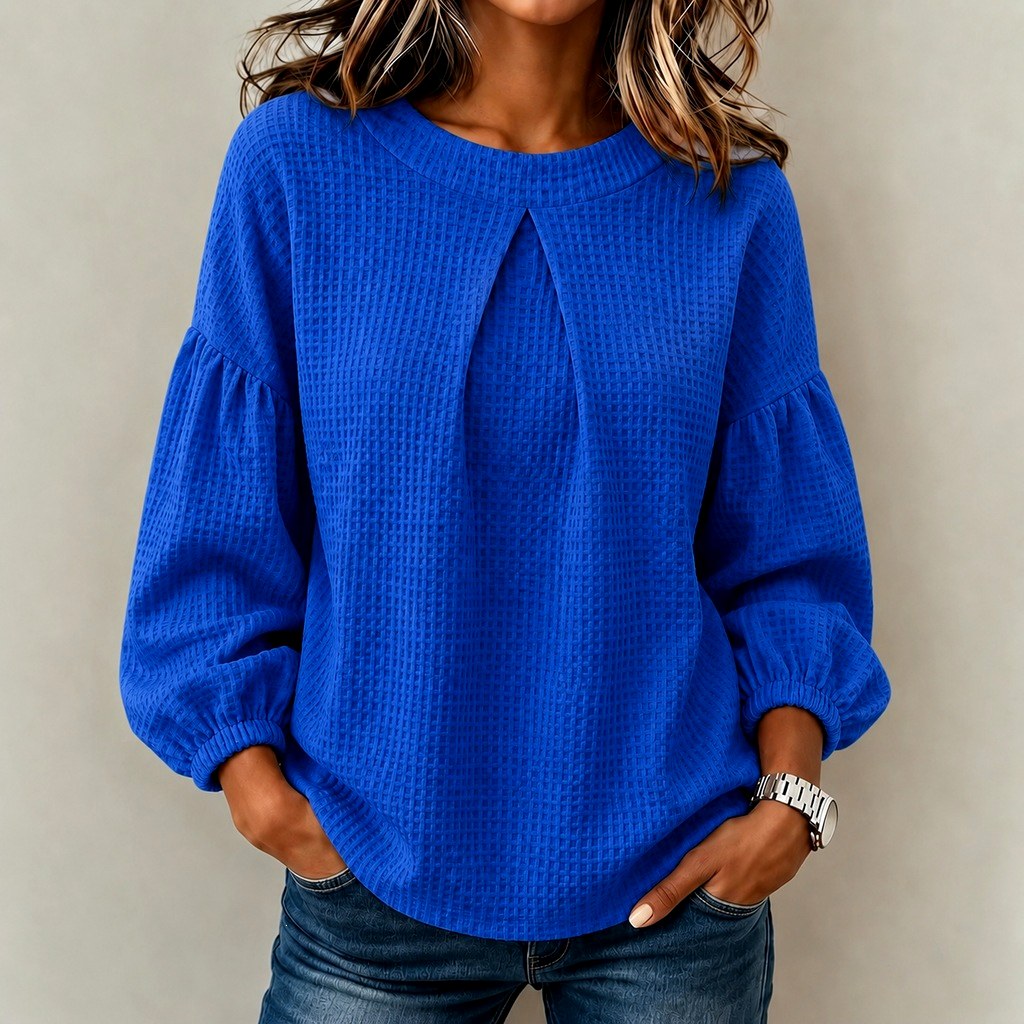 Delaney – Women's Textured Puff Sleeve Knit Blouse 5