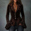 Devon - Women's Velvet Embroidered Flare Sleeve Blazer 3