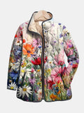Dolores - Women's Quilted Floral Jacket with Zip Front