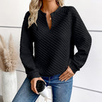 Donatella - Women's Quilted Deep V-Neck Fitted Sweater 2